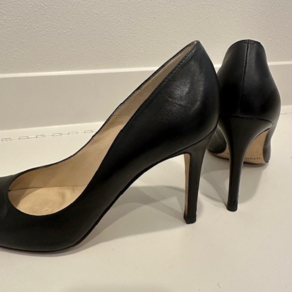 LK Bennett Sz 39 Classic Black Leather Round Toe Pump Heels